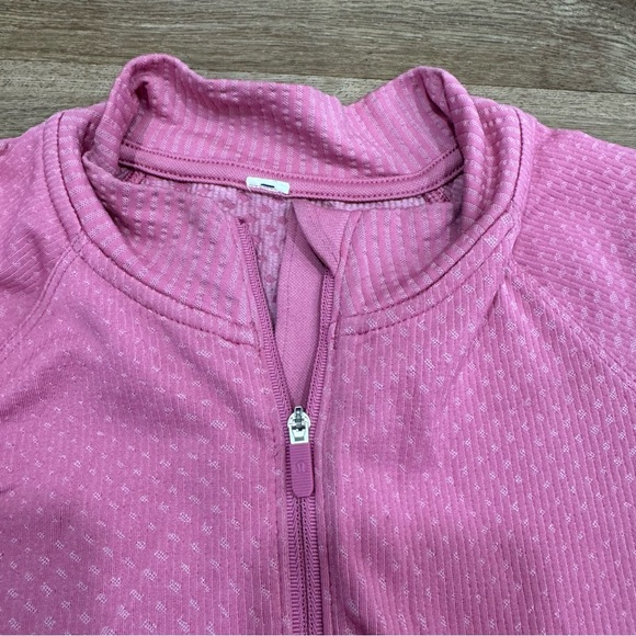 Lululemon Rest Less Cropped Half-Zip Grid Warp Pink Blossom Quarter Zip Size 8 - Picture 7 of 9